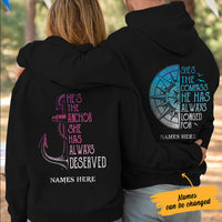 Personalized Compass Anchor Love Couple Pullover Hoodie SB212 85O57 thumb 1