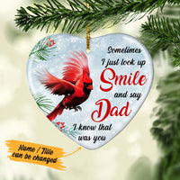 Personalized Cardinal Memorial Mom Dad Heart Ornament NB92 95O53 thumb 1