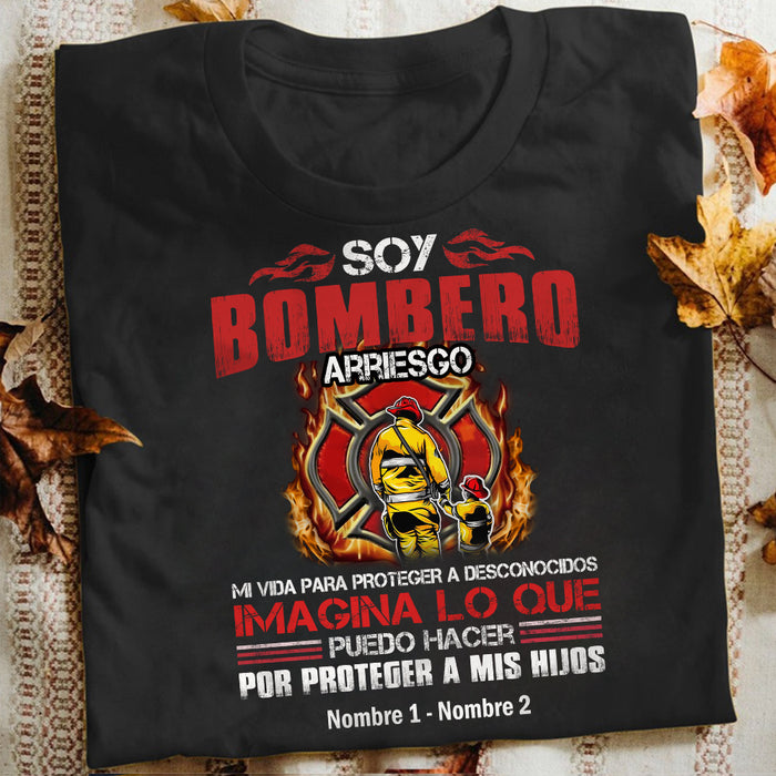 Personalized Firefighter Dad Grandpa Papá Abuelo Spanish T Shirt MY42 30O34 1