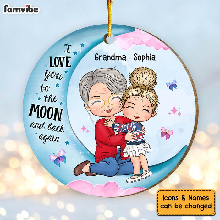 Personalized Gift For Granddaughter Love You To The Moon And Back Circle Ornament 30096 1