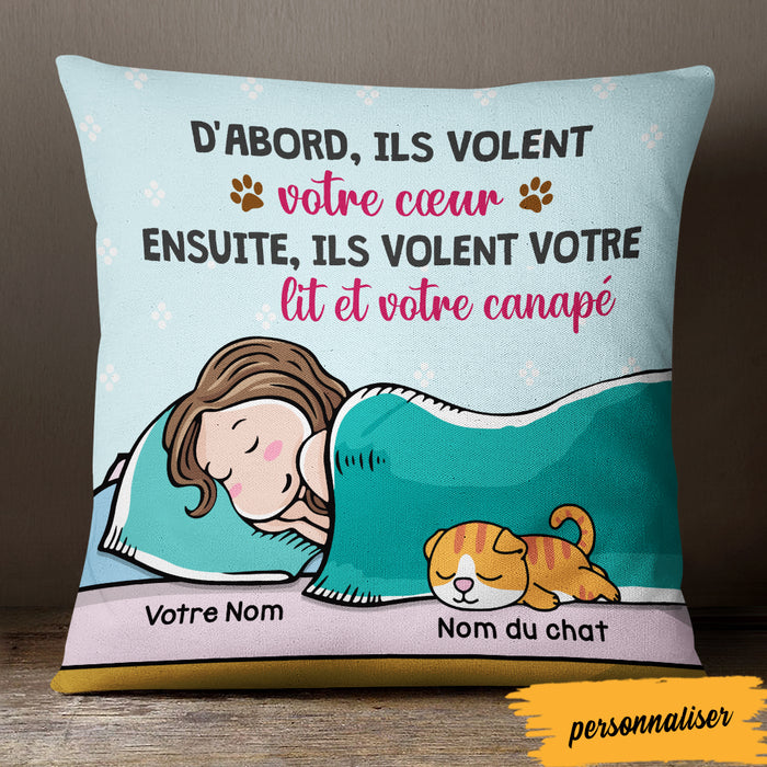 Personalized Cat Mom French Chat Volent Votre Lit Pillow AP142 29O47 1