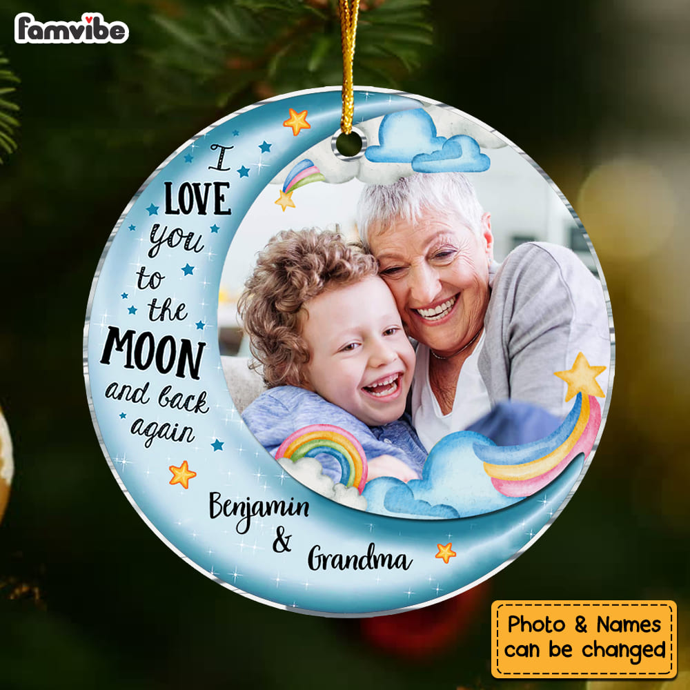 Personalized Gift For Grandson Love You To The Moon And Back Circle Ornament 30592 Primary Mockup
