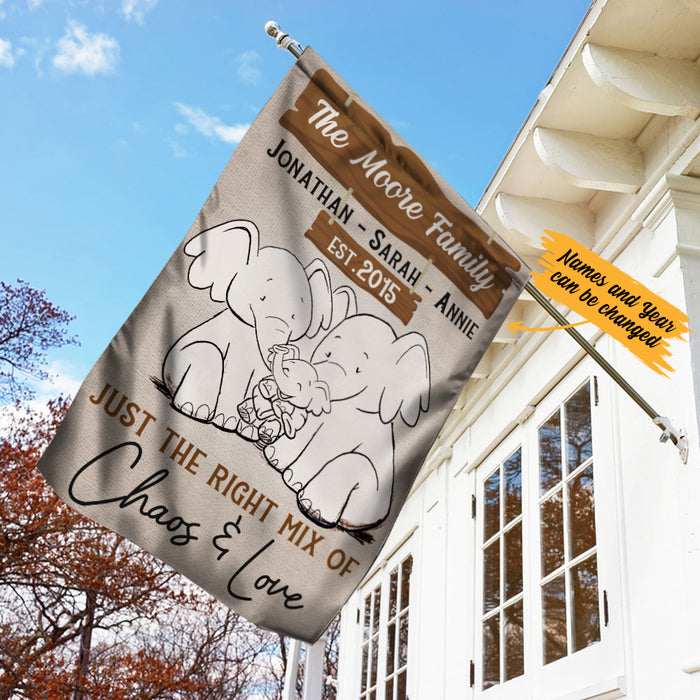 Personalized Elephant Family Chaos And Love Flag AG211 30O36 1