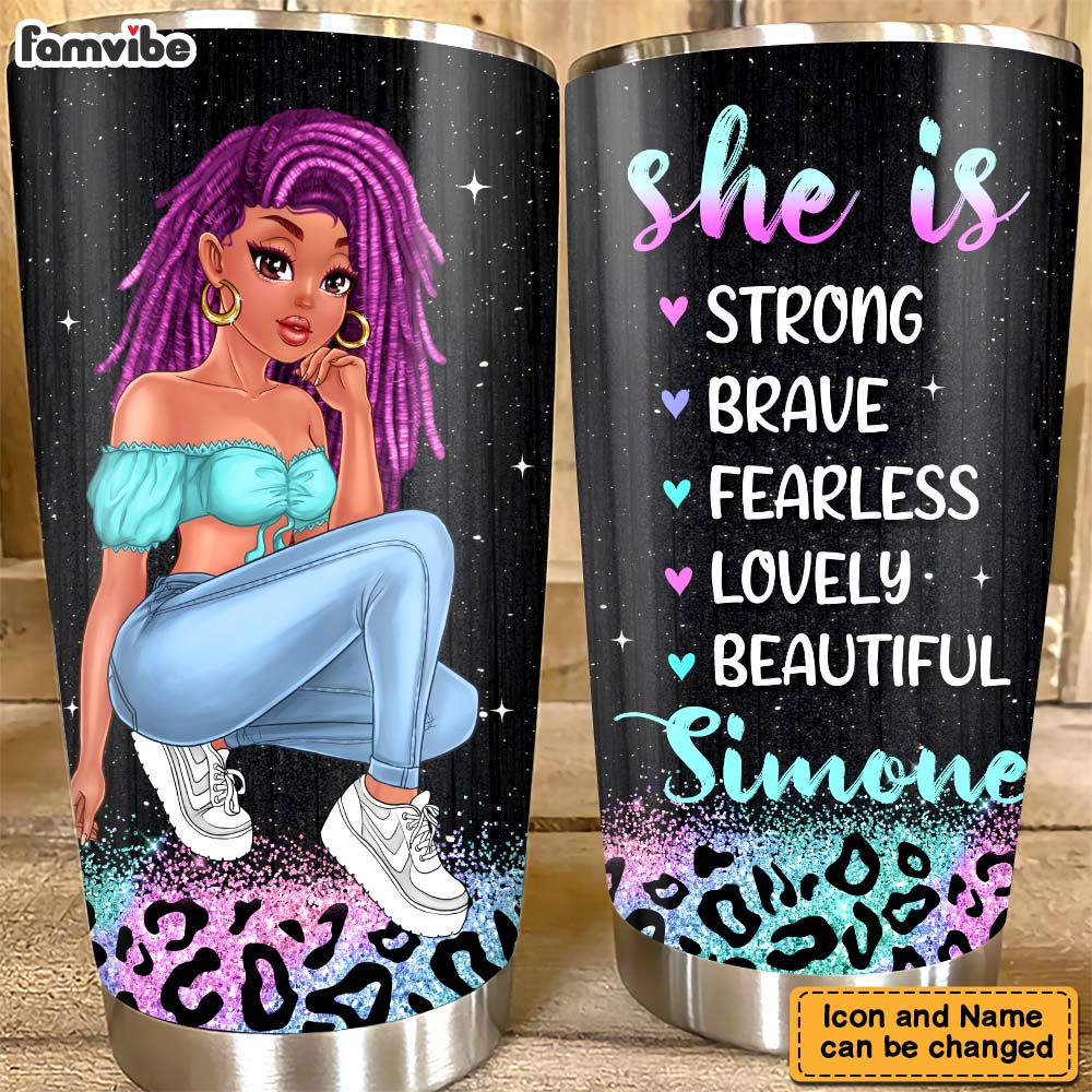 Personalized Gift For Woman She Is Strong Steel Tumbler 24658 Primary Mockup