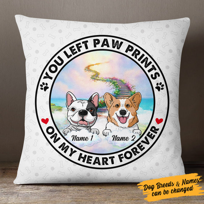 Personalized You Left Paw Prints on My Heart Dog Memorial Pillow AP33 67O53 (Insert Included) 1