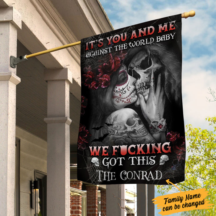 Personalized Halloween Skull Husband & Wife Flag JL232 95O34 1