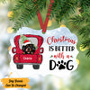 Personalized Dog Christmas Red Truck MDF Ornament NB41 26O57 1