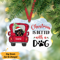 Personalized Dog Christmas Red Truck MDF Ornament NB41 26O57 thumb 1
