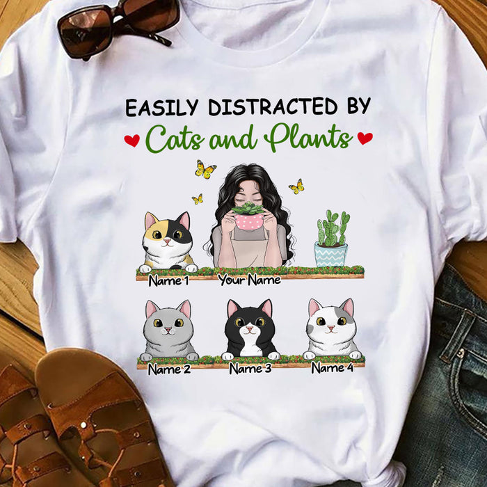Personalized Grandma Easily Distracted By Plant Cat T Shirt MR171 65O53 1