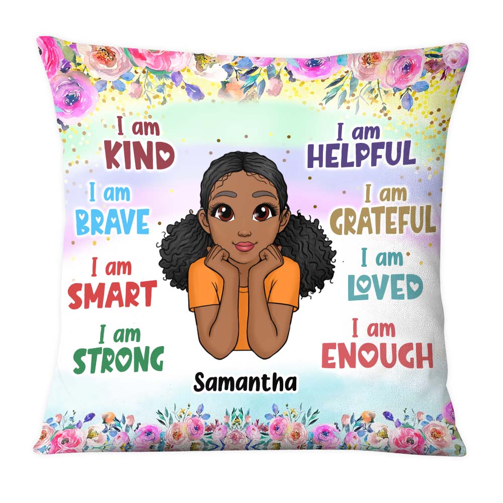 Personalized Daughter Granddaughter Kids Affirmations I Am Kind I Am Smart Pillow 22619 Primary Mockup