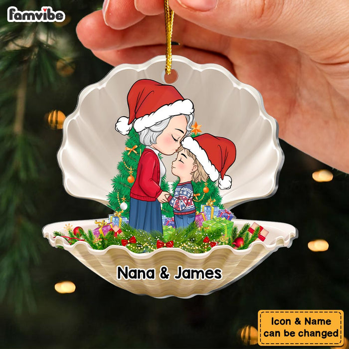 Personalized Gift For Grandson Christmas Pearl Shell Ornament 30562 1
