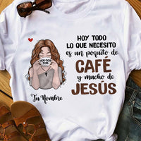 Personalized Coffee Jesus Girl Spanish Café Jesús BWA T Shirt AP1410 95O58 thumb 1