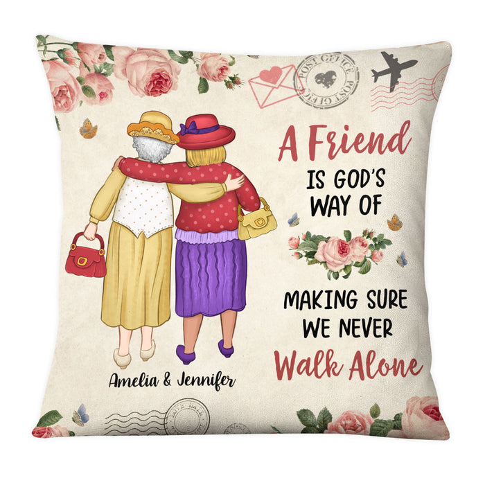 Personalized Gift For Friends We Never Walk Alone Pillow 30620 1