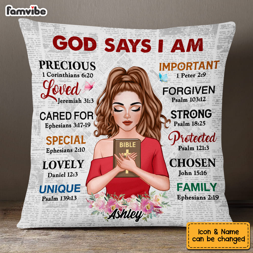 Personalized God Says I Am Girl With Cross Pillow 22701 Primary Mockup
