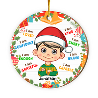 Personalized Christmas Gift For Grandson I Am Kind Wreaths Circle Ornament 30192 thumb 1