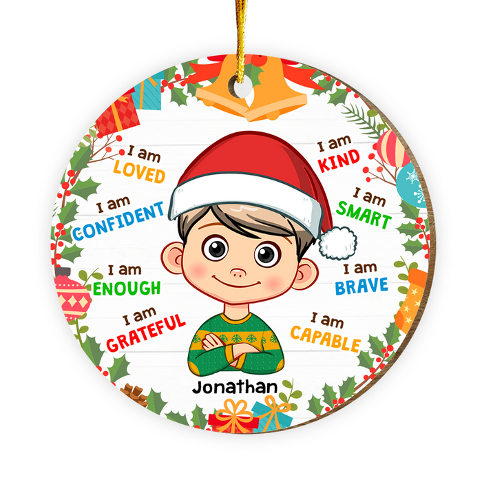 Personalized Christmas Gift For Grandson I Am Kind Wreaths Circle Ornament 30192 1