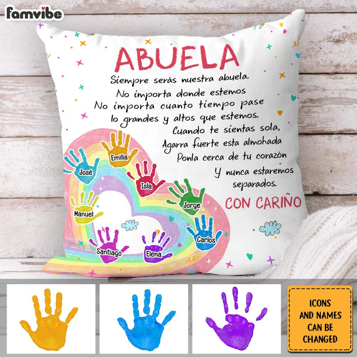 Personalized Gift For Grandma Abuela Spanish Handprints Pillow 30605 1