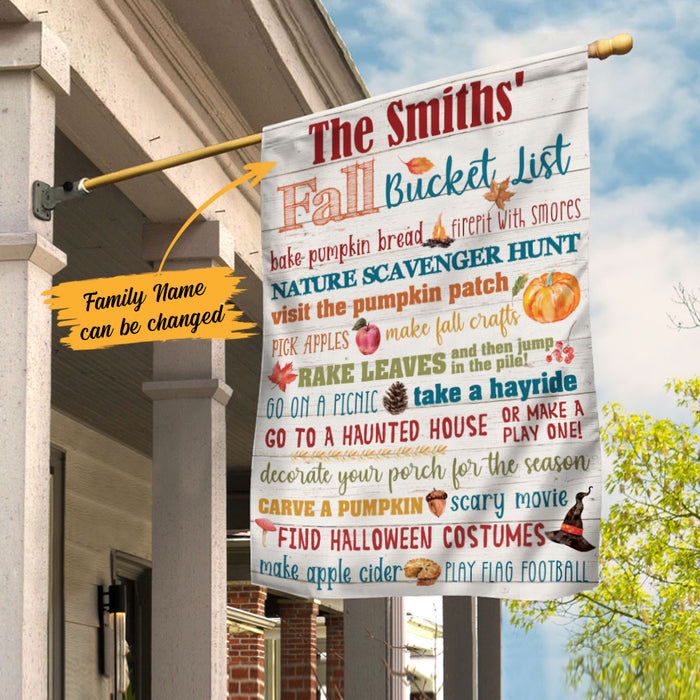 Personalized Fall Family Bucket List Flag AG221 67O58 1