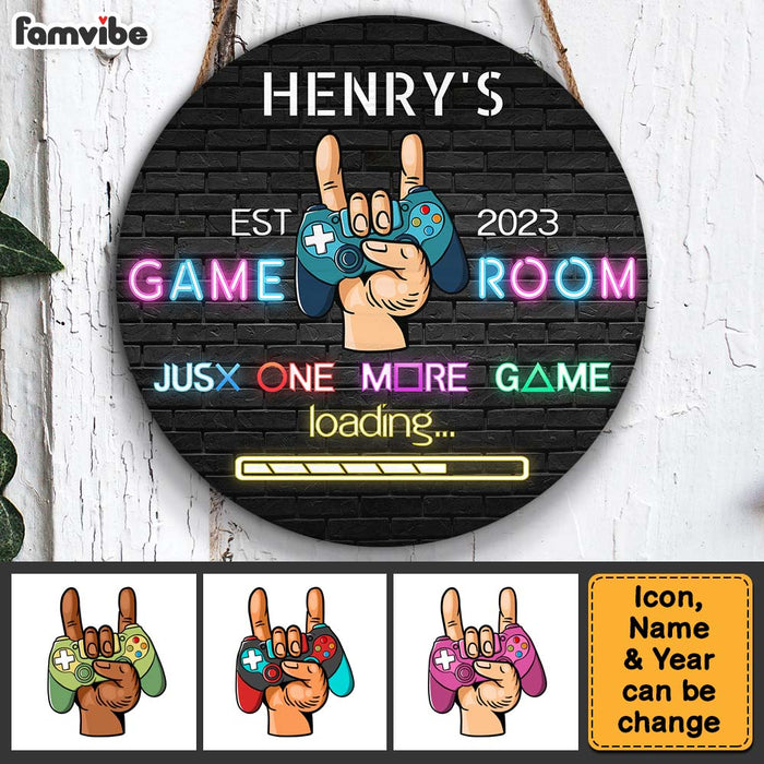 Personalized Game Room Round Wood Sign 25453 1