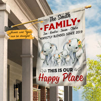 Personalized Elephant Family Happy Place Flag AG213 30O47 thumb 1