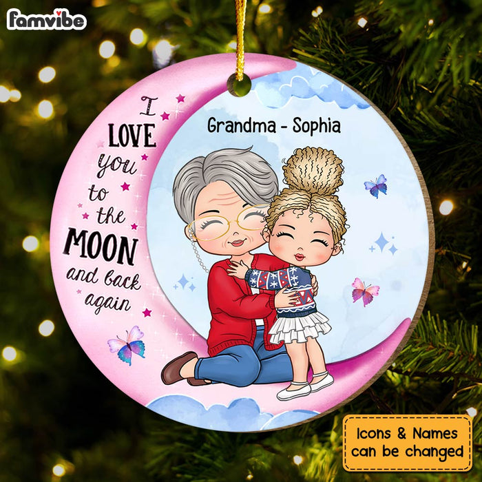 Personalized Gift For Granddaughter Love You To The Moon And Back Circle Ornament 30096 1