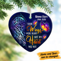 Personalized Butterfly Memorial Your Wings Were Ready Heart Ornament NB132 95O60 thumb 1