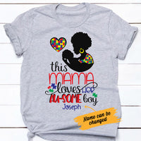 Personalized Autism Mom BWA Loves Her Ausome Boy T Shirt AG31 29O53 thumb 1
