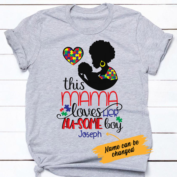 Personalized Autism Mom BWA Loves Her Ausome Boy T Shirt AG31 29O53 1