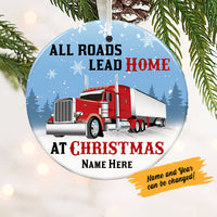 Personalized Trucker All Roads Lead Home Ceramic Circle Ornament DB21 85O58 thumb 1