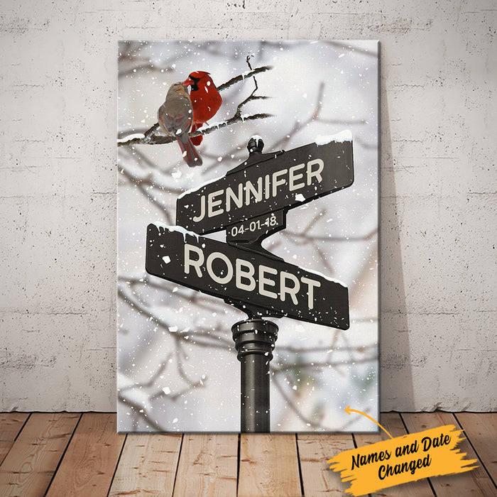 Personalized Husband Wife Wedding Cardinal Street Sign Canvas JL271 85O34 1