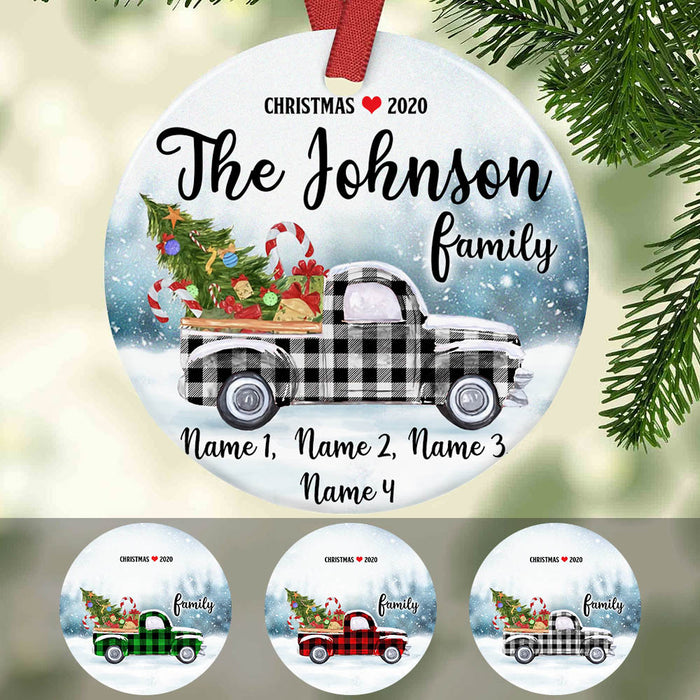 Personalized Family Christmas Red Truck  Ornament OB14 30O60 1