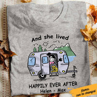 Personalized Camping Girl & Her Dog White T Shirt JN156 81O61 thumb 1