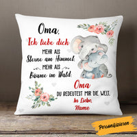 Personalized Elephant Mom Grandma German Mama Oma Pillow AP158 95O58 (Insert Included) thumb 1