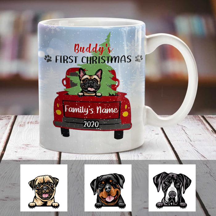 Personalized Dog First Christmas Red Truck Mug OB62 85O36 1
