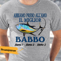 Personalized Italian Papà Nonno Pesca Fishing Dad Grandpa T Shirt AP95 65O36 thumb 1