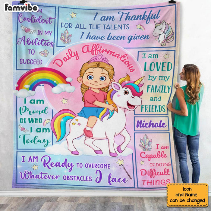 Personalized Gift For Granddaughter Inspirational Unicorn Affirmation Blanket 31404 1