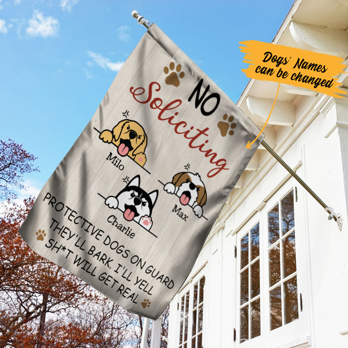 Personalized No Soliciting Barking Dogs Flag AG122 95O57 1