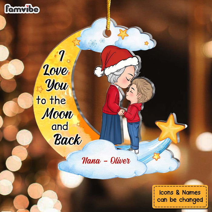 Personalized Christmas Gift For Grandson Love To The Moon And Back Ornament 30528 1