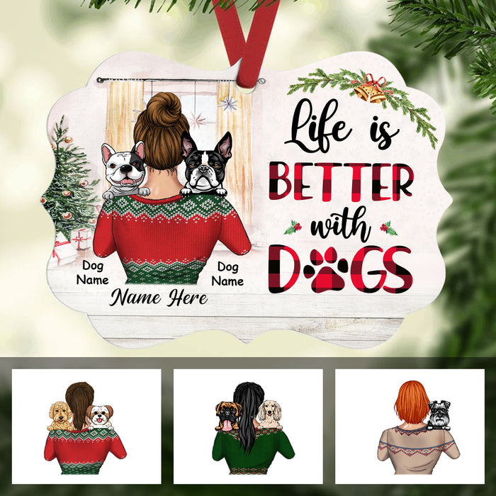 Personalized Dog Mom Life is Better Christmas MDF Ornament NB71 95O57 1