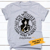Personalized Halloween Witch Percentage White T Shirt JL151 30O53 thumb 1