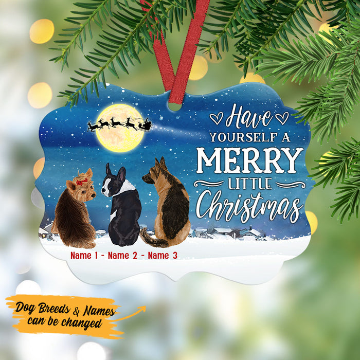 Personalized Dog Watching Santa Christmas Benelux Ornament NB147 81O53 1