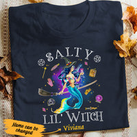 Personalized Mermaid Witch Salty Little Witch Halloween T Shirt AG271 95O53 thumb 1