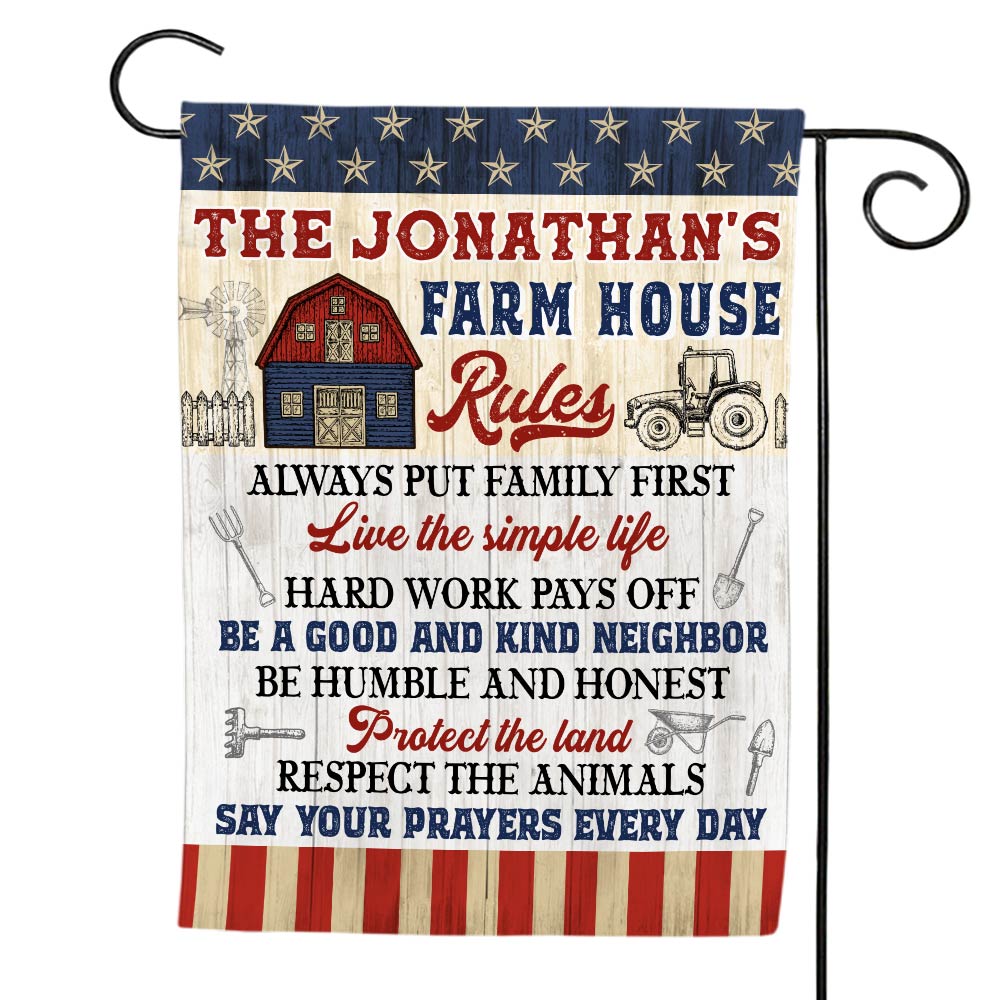 Personalized Gift For Family Farmhouse Rules Flag 26230 Primary Mockup