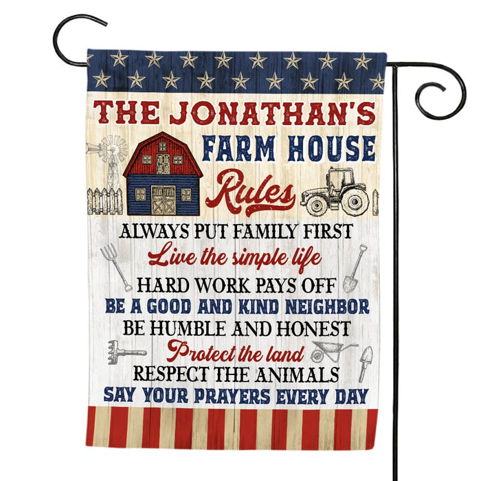 Personalized Gift For Family Farmhouse Rules Flag 26230 1