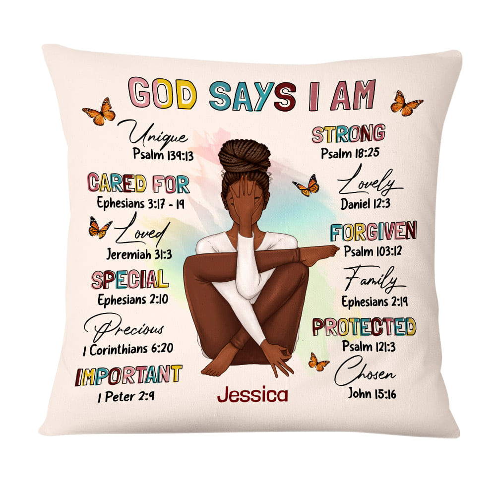 Personalized Gift For Daughter God Says I Am Bible Verses Pillow DB281 32O58 Primary Mockup