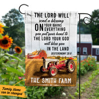 Personalized Farm Tractor God Blessing Flag JL212 65O57 thumb 1