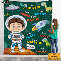 Personalized Gift For Granddaughter I Am Kind Affirmation Astronaut Theme Blanket 30927 thumb 1