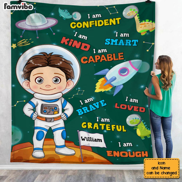 Personalized Gift For Granddaughter I Am Kind Affirmation Astronaut Theme Blanket 30927 1