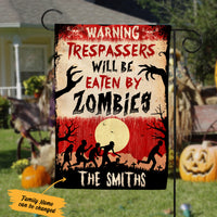 Personalized No Trespassing Halloween  Eaten By Zombies Flag AG191 30O36 thumb 1
