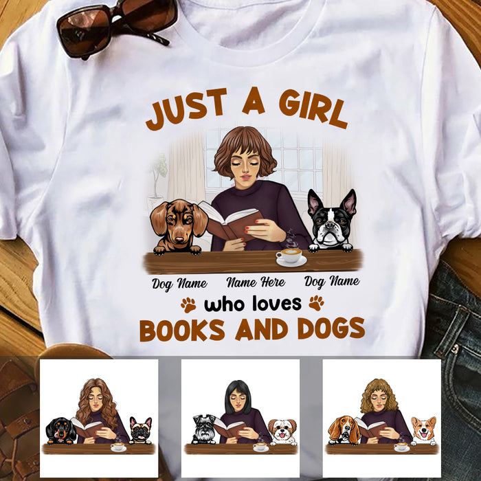 Personalized Just A Girl Who Loves Book And Dog T Shirt JR281 73O36 1